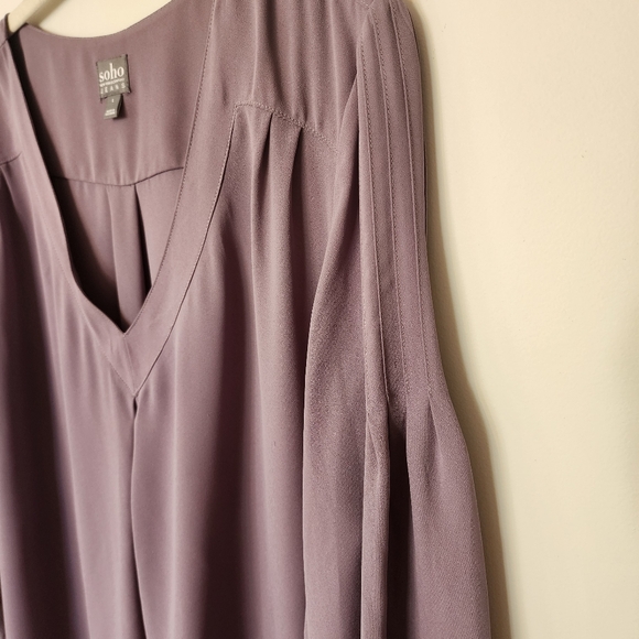 Soho New York & Company Jeans purple/mauve 3/4 sleeve blouse - Picture 7 of 7